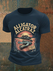 Men's Retro Alligator Alcatraz Funny Florida Everglades Dark Humor Tee gracestitchs