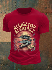 Men's Retro Alligator Alcatraz Funny Florida Everglades Dark Humor Tee gracestitchs
