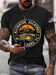 Men's Retro Alligator Alcatraz Funny Florida Everglades Dark Humor Tee gracestitchs