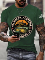 Men's Retro Alligator Alcatraz Funny Florida Everglades Dark Humor Tee