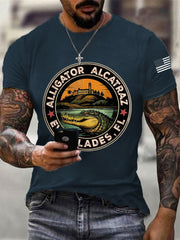 Men's Retro Alligator Alcatraz Funny Florida Everglades Dark Humor Tee