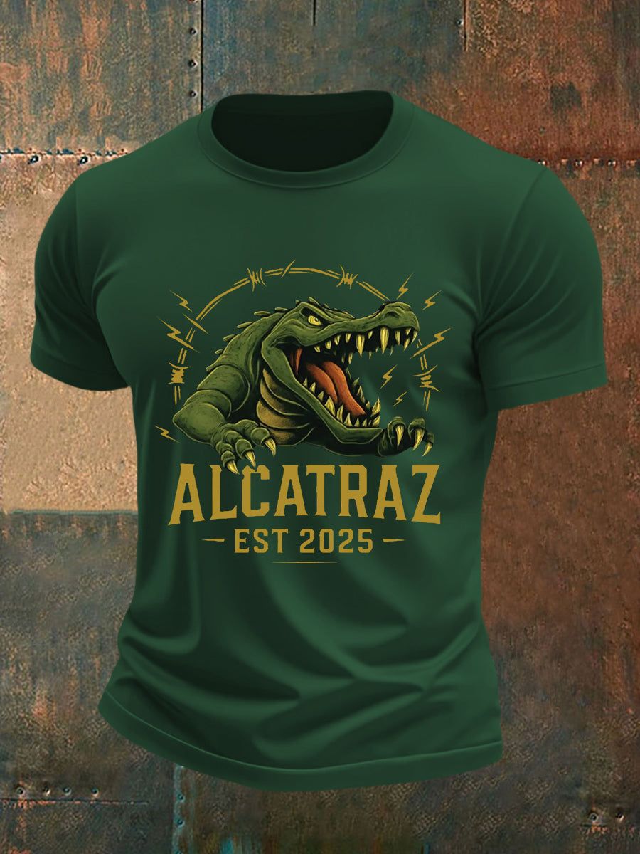 Men's Retro Alligator Alcatraz Funny Florida Everglades Dark Humor Tee gracestitchs
