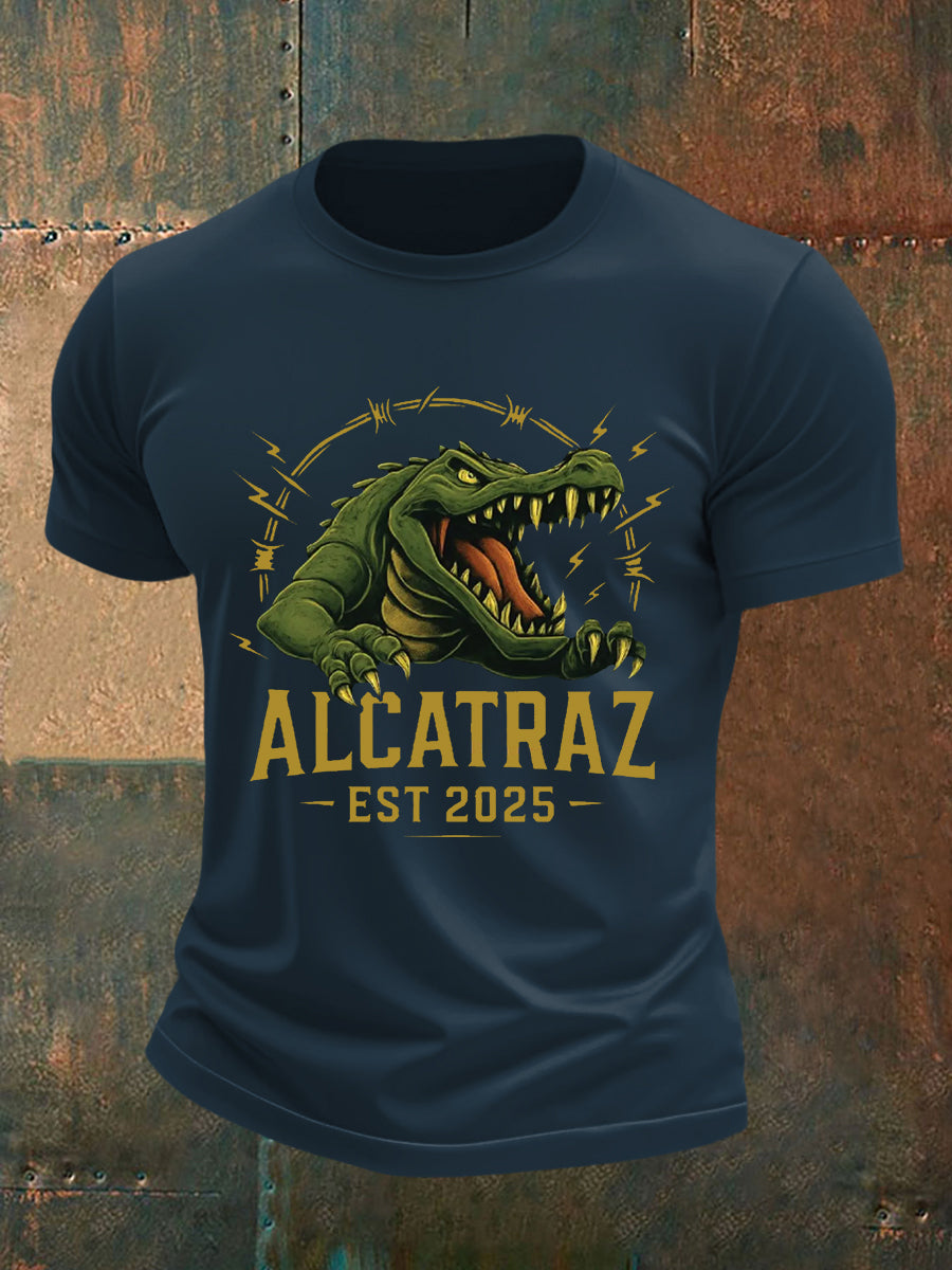Men's Retro Alligator Alcatraz Funny Florida Everglades Dark Humor Tee gracestitchs