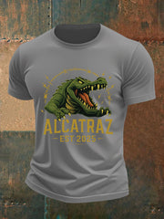 Men's Retro Alligator Alcatraz Funny Florida Everglades Dark Humor Tee gracestitchs