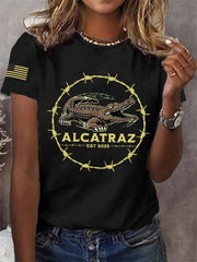 Women's Retro Alligator Alcatraz Funny Florida Everglades Dark Humor Tee gracestitchs