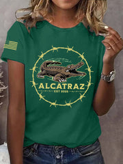 Women's Retro Alligator Alcatraz Funny Florida Everglades Dark Humor Tee gracestitchs