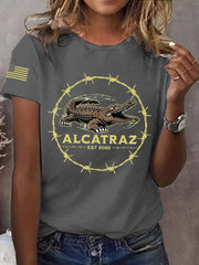 Women's Retro Alligator Alcatraz Funny Florida Everglades Dark Humor Tee gracestitchs