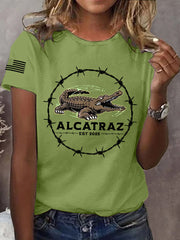 Women's Retro Alligator Alcatraz Funny Florida Everglades Dark Humor Tee gracestitchs