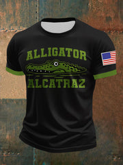 Men's Retro Alligator Alcatraz Funny Florida Everglades Dark Humor T-Shirt