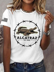Women's Retro Alligator Alcatraz Funny Florida Everglades Dark Humor Tee gracestitchs
