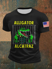 Men's Retro Alligator Alcatraz Funny Florida Everglades Dark Humor T-Shirt