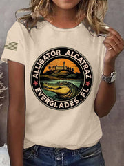 Women's Retro Alligator Alcatraz Funny Florida Everglades Dark Humor Tee gracestitchs