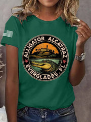 Women's Retro Alligator Alcatraz Funny Florida Everglades Dark Humor Tee