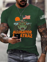 Men's Retro Alligator Alcatraz Funny Florida Everglades Dark Humor Tee gracestitchs