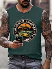 Men's Retro Alligator Alcatraz Funny Florida Everglades Dark Humor Tank Top