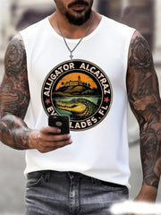 Men's Retro Alligator Alcatraz Funny Florida Everglades Dark Humor Tank Top gracestitchs