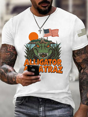 Men's Retro Alligator Alcatraz Funny Florida Everglades Dark Humor Tee gracestitchs