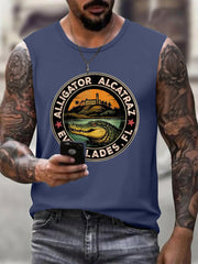 Men's Retro Alligator Alcatraz Funny Florida Everglades Dark Humor Tank Top gracestitchs