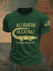 Men's Retro Alligator Alcatraz Funny Florida Everglades Dark Humor Tee gracestitchs