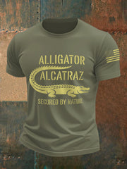 Men's Retro Alligator Alcatraz Funny Florida Everglades Dark Humor Tee gracestitchs