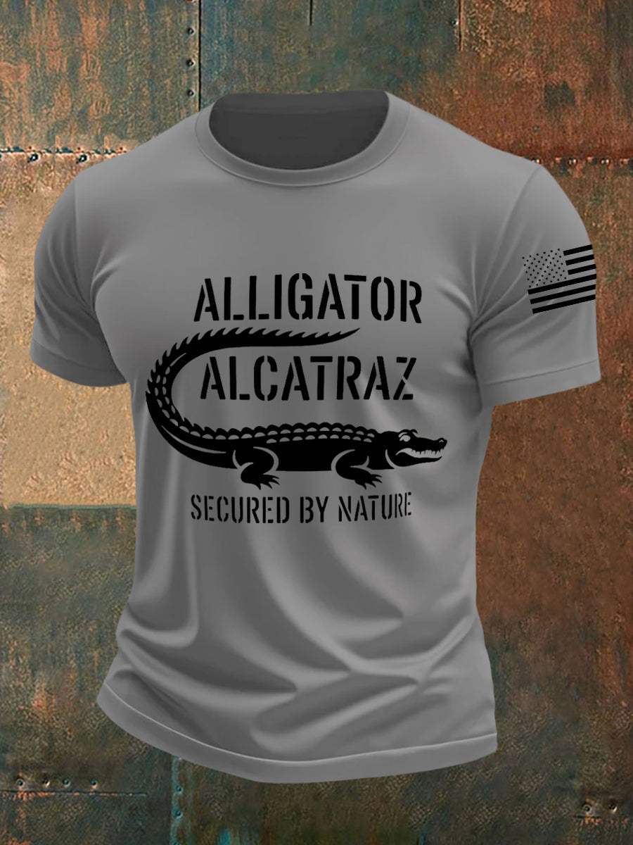 Men's Retro Alligator Alcatraz Funny Florida Everglades Dark Humor Tee gracestitchs