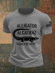 Men's Retro Alligator Alcatraz Funny Florida Everglades Dark Humor Tee gracestitchs
