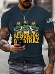 Men's Retro Alligator Alcatraz Funny Florida Everglades Dark Humor Tee gracestitchs