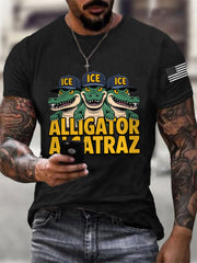 Men's Retro Alligator Alcatraz Funny Florida Everglades Dark Humor Tee gracestitchs