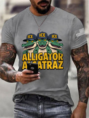 Men's Retro Alligator Alcatraz Funny Florida Everglades Dark Humor Tee gracestitchs
