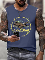 Men's Retro Alligator Alcatraz Funny Florida Everglades Dark Humor Tank Top gracestitchs