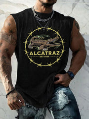 Men's Retro Alligator Alcatraz Funny Florida Everglades Dark Humor Tank Top gracestitchs