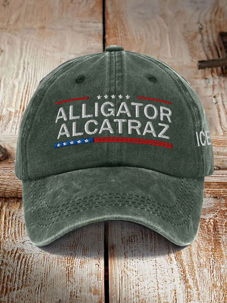 Unisex Retro Alligator Alcatraz Funny Florida Everglades Dark Humor Hat gracestitchs