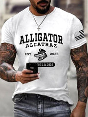 Men's Retro Alligator Alcatraz Funny Florida Everglades Dark Humor Short Sleeve Tee gracestitchs