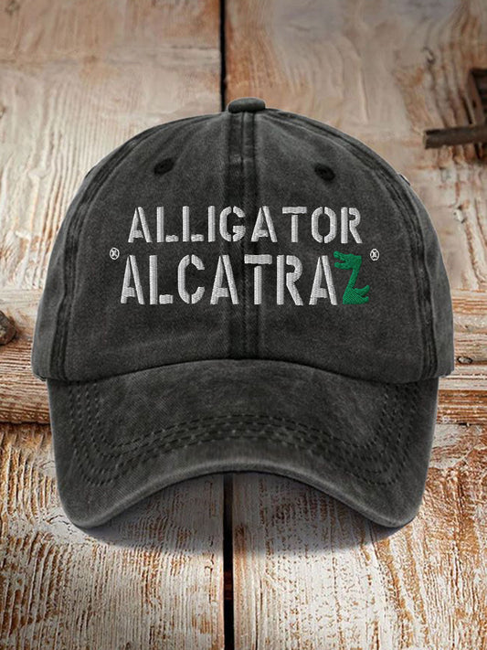 Unisex Retro Alligator Alcatraz Funny Florida Everglades Dark Humor Hat gracestitchs
