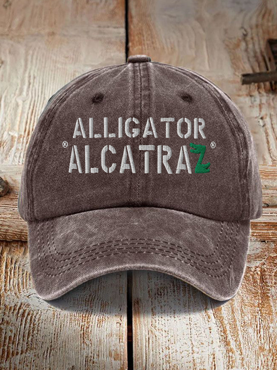 Unisex Retro Alligator Alcatraz Funny Florida Everglades Dark Humor Hat gracestitchs