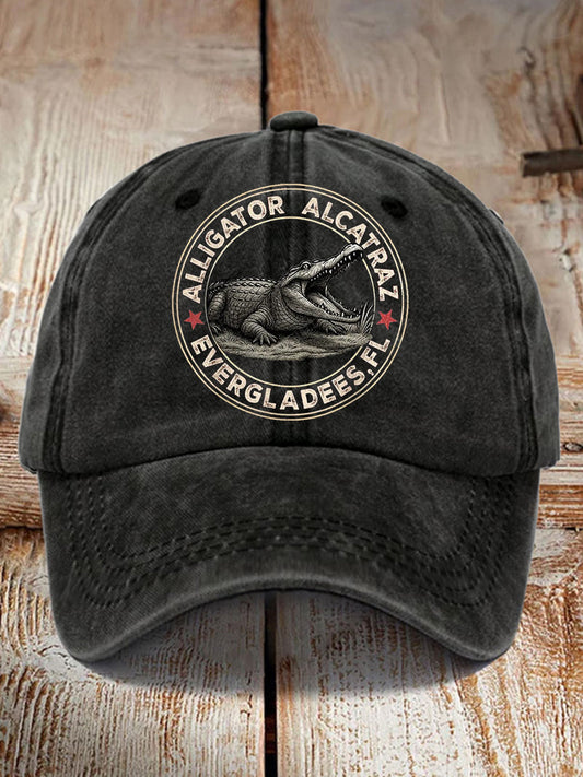 Unisex Retro Alligator Alcatraz Funny Florida Everglades Dark Humor Hat gracestitchs