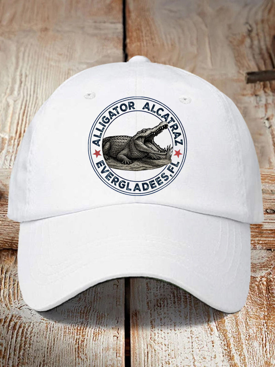 Unisex Retro Alligator Alcatraz Funny Florida Everglades Dark Humor Hat gracestitchs