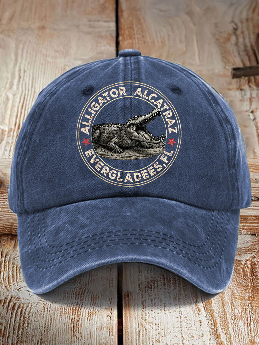 Unisex Retro Alligator Alcatraz Funny Florida Everglades Dark Humor Hat gracestitchs