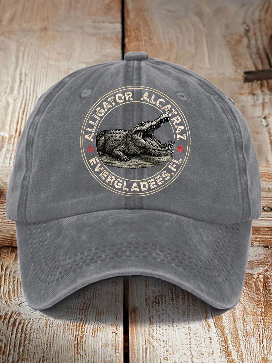 Unisex Retro Alligator Alcatraz Funny Florida Everglades Dark Humor Hat gracestitchs