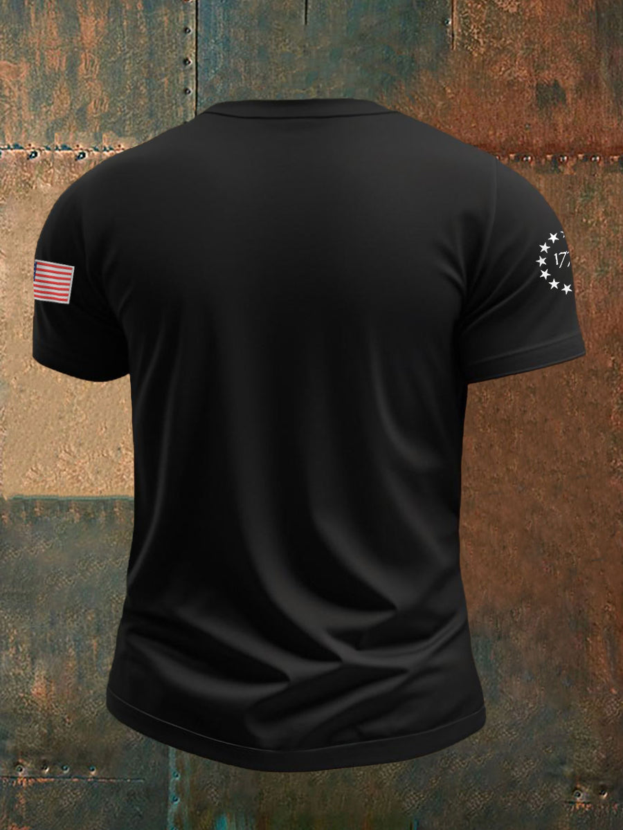 Men's Independence Day American Flag Jet Planes Print Casual Tee gracestitchs