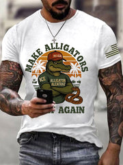 Men's Retro Alligator Alcatraz Funny Florida Everglades Dark Humor Short Sleeve Tee