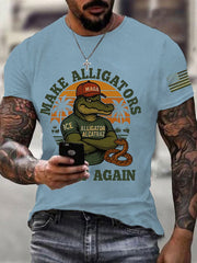 Men's Retro Alligator Alcatraz Funny Florida Everglades Dark Humor Short Sleeve Tee
