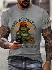 Men's Retro Alligator Alcatraz Funny Florida Everglades Dark Humor Short Sleeve Tee