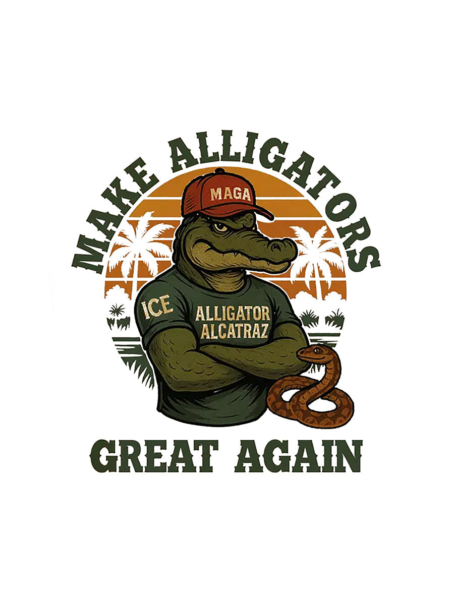 Men's Retro Alligator Alcatraz Funny Florida Everglades Dark Humor Short Sleeve Tee gracestitchs