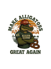 Men's Retro Alligator Alcatraz Funny Florida Everglades Dark Humor Short Sleeve Tee