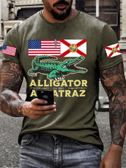 Men's Alligator Alcatraz Funny Florida Everglades Dark Humor Printed T-shirt gracestitchs