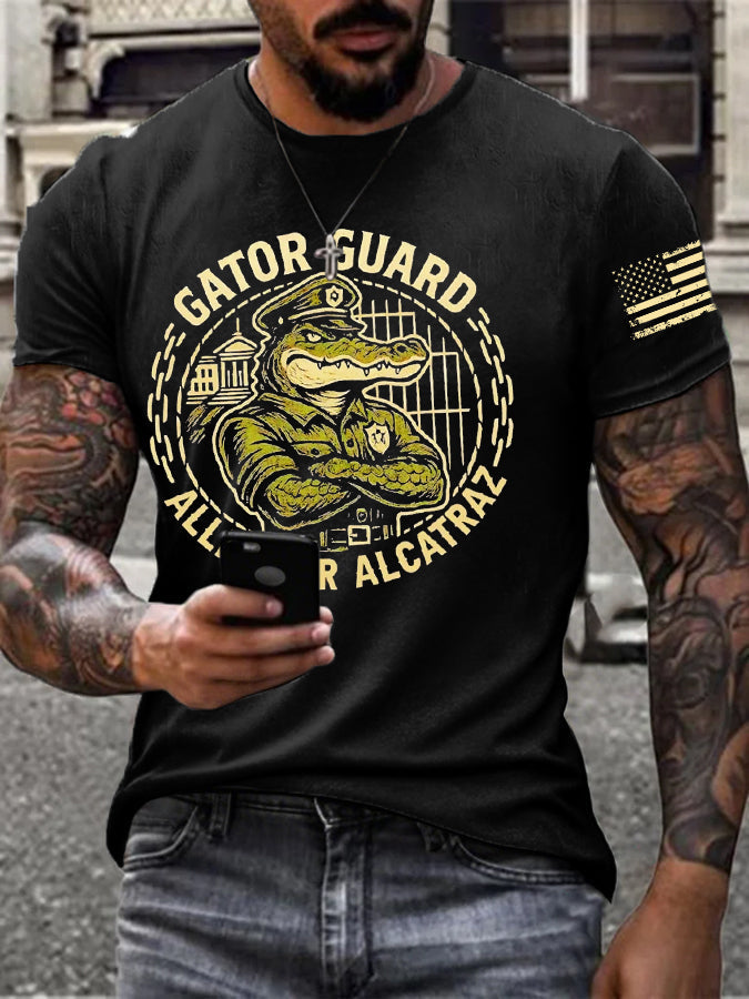 Men's Alligator Alcatraz Funny Florida Everglades Dark Humor Printed T-shirt gracestitchs