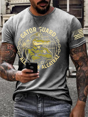 Men's Alligator Alcatraz Funny Florida Everglades Dark Humor Printed T-shirt gracestitchs