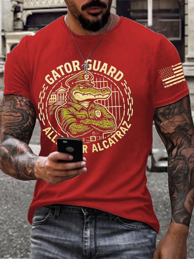 Men's Alligator Alcatraz Funny Florida Everglades Dark Humor Printed T-shirt gracestitchs