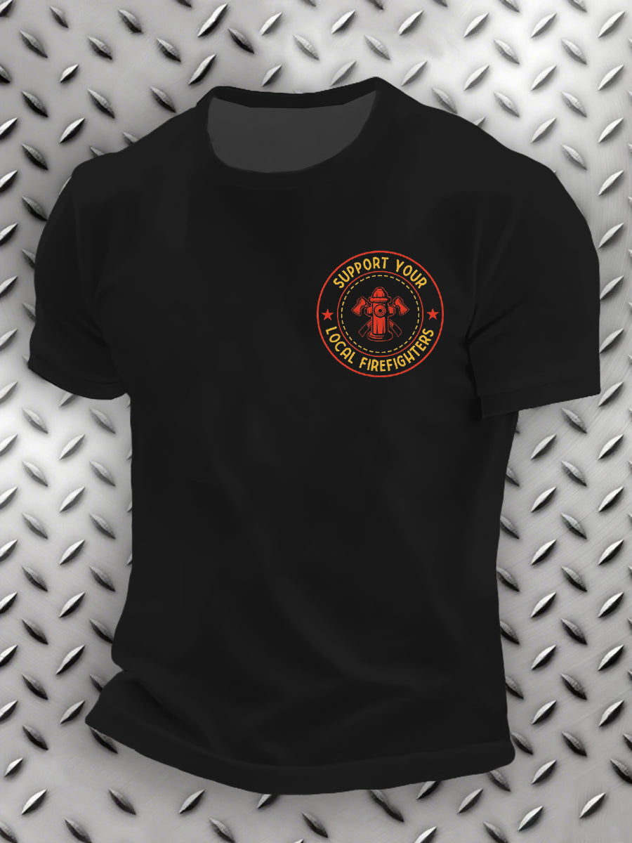Men's Support Your Local Figrfighters Print T-shirt gracestitchs